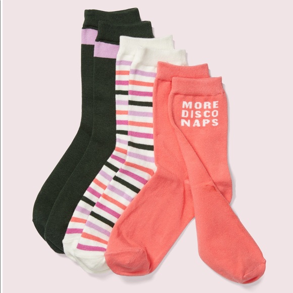 Kate Spade Graphic More Disco Naps Boxed Crew Socks. - Picture 1 of 7